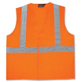 S388 ANSI Class 2 Woven Oxford Hi-Viz Orange Vest w/ Open Pockets (Medium)